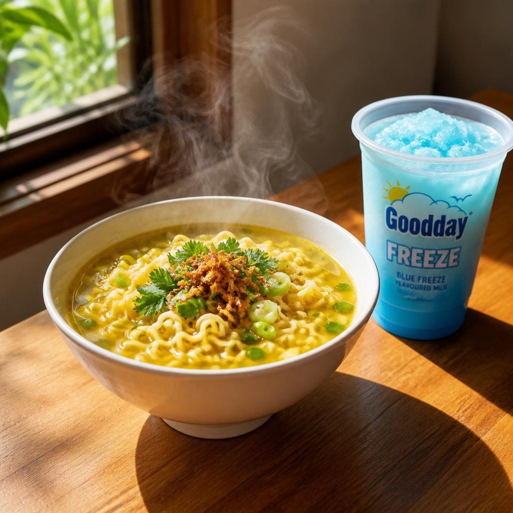 Indomie Soto + Es Goodayfreeze Warkop Bening